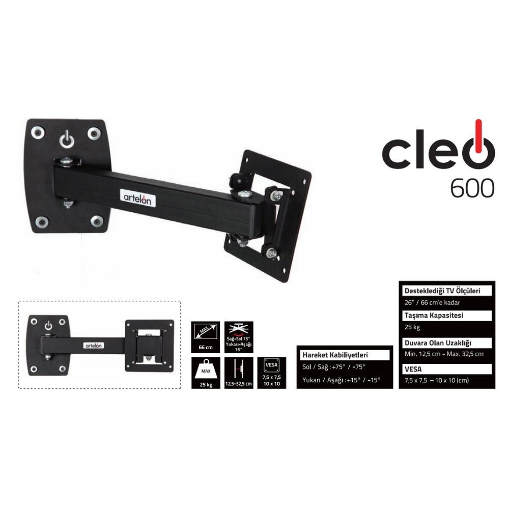Artelon Cleo 600 TV Hareketli Duvar Askı Aparatı