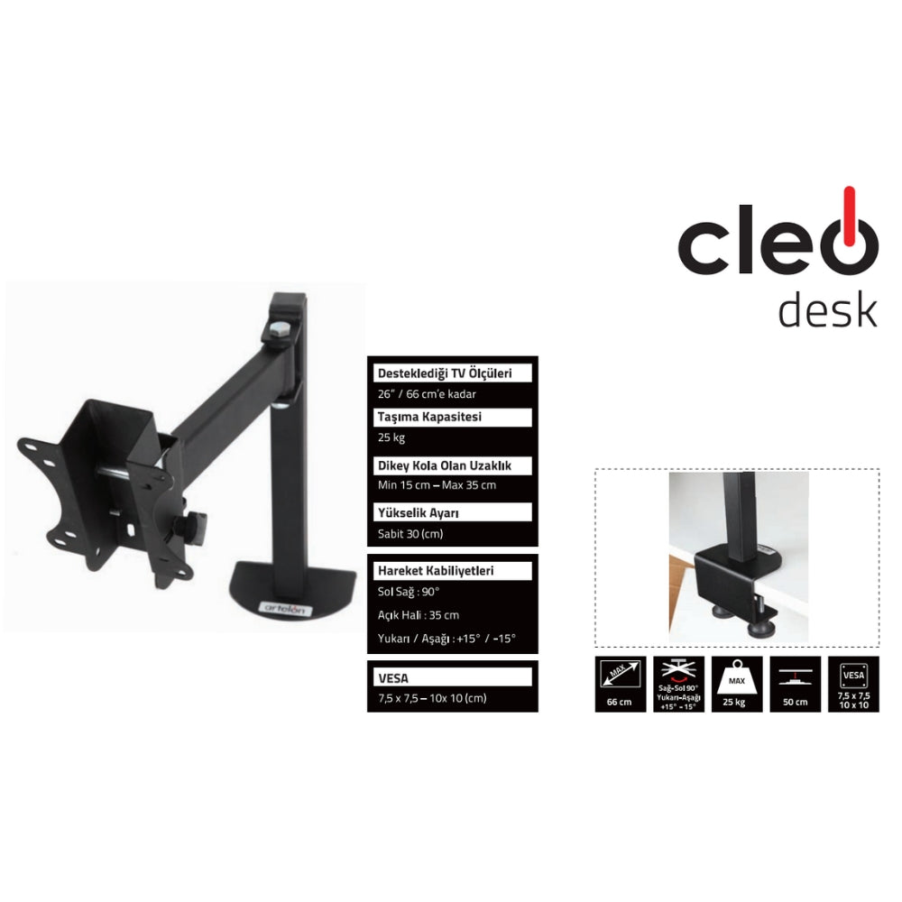 Artelon Cleo Desk TV & Monitör Masa Askı Aparatı