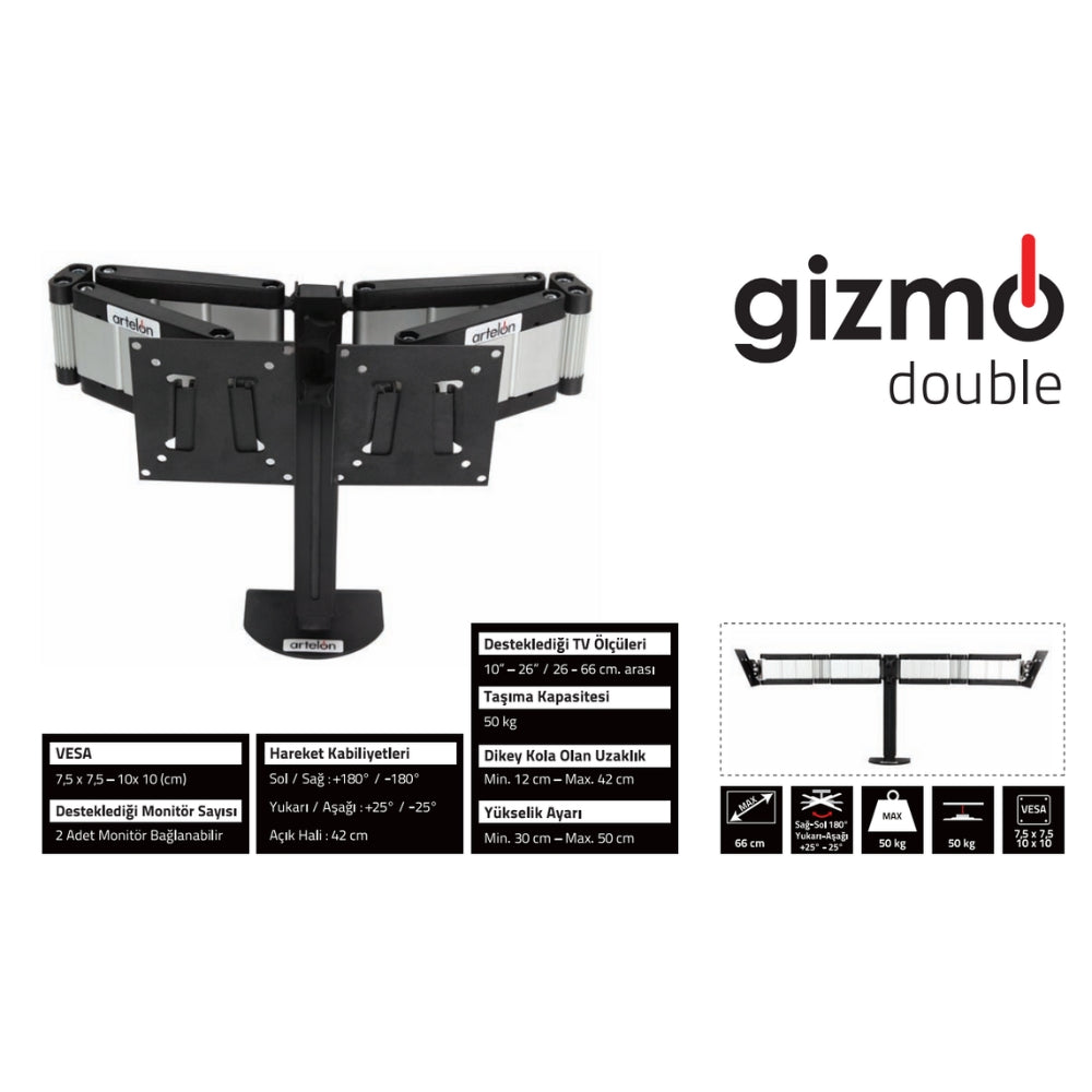 Artelon Gizmo Double Monitör Masa Askı Aparatı
