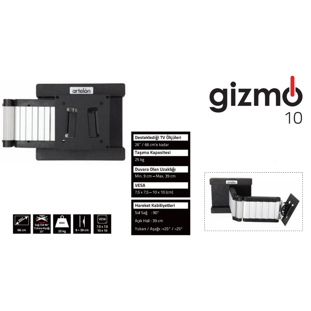 Artelon Gizmo 10 TV Hareketli Duvar Askı Aparatı