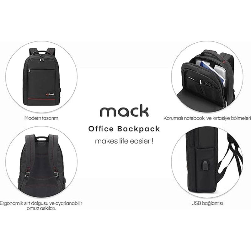 Mack Office MCC-006 15.6" Notebook Sırt Çantası - Siyah Özellikleri