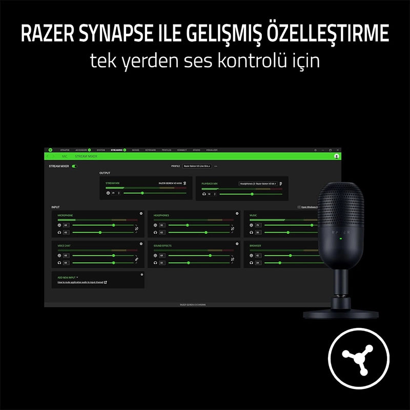 Razer Seiren V3 Mini – Ultra Kompakt USB Mikrofon (Siyah)